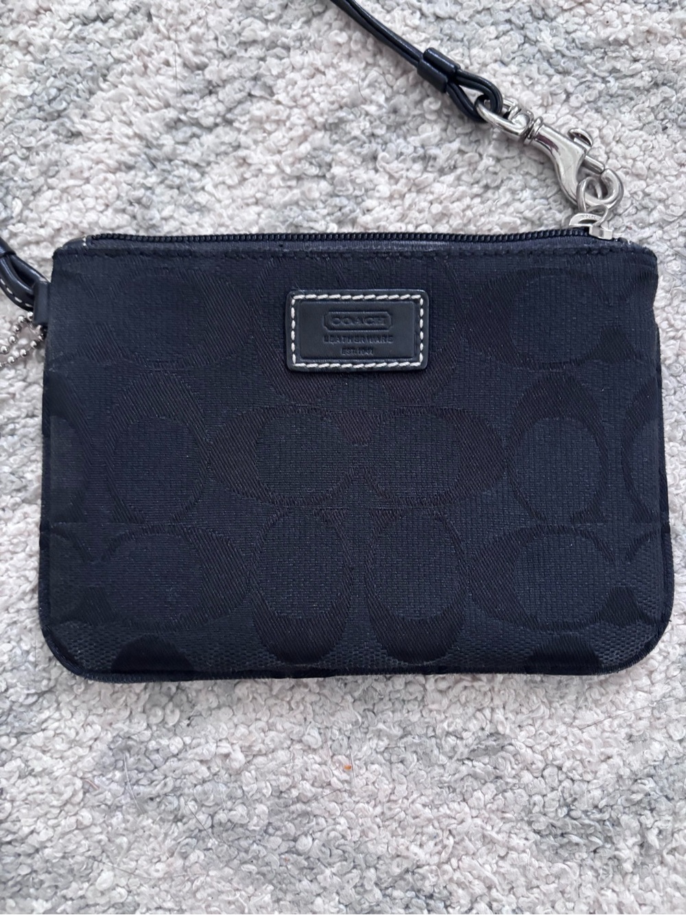 Coach Black Signature Wristlet Pouch with Detachable Strap